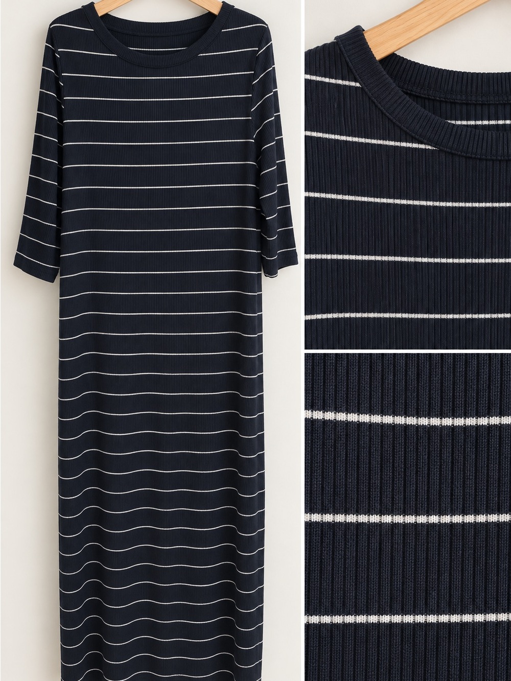 Banana Republic Navy and White Striped Maxi Dress